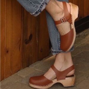 MIA Brown Sofia Swedish Mary Jane Clogs - Leather